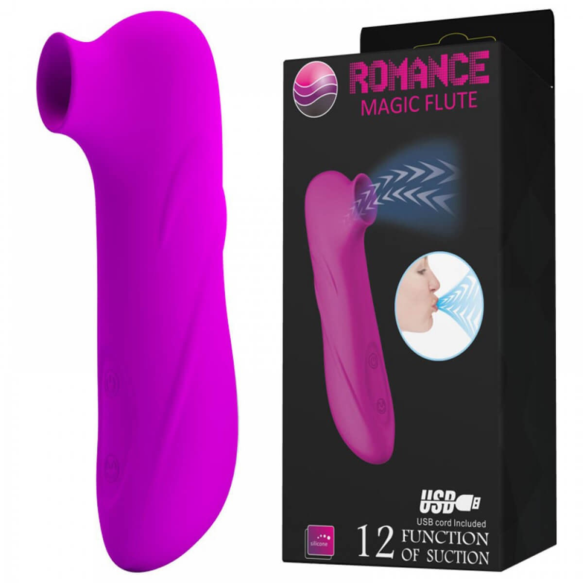 Estimulador Clitoriano Romance Magic Flute com Bocal Sugador e 12 Modos de Sucção Miss Collection