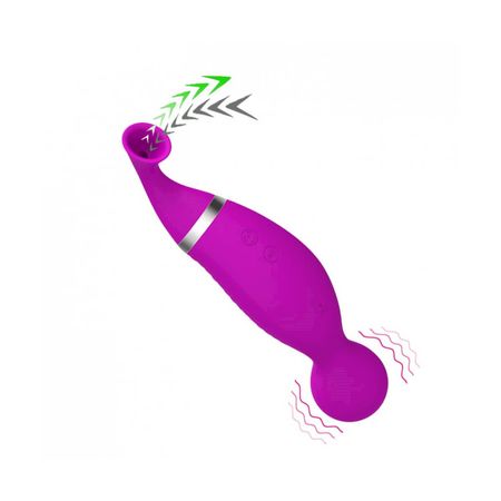 Estimulador Duplo em Silicone Romance Swan com 12 Modos de Sucção e Vibração Miss Collection