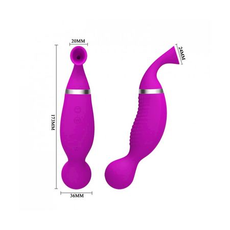 Estimulador Duplo em Silicone Romance Swan com 12 Modos de Sucção e Vibração Miss Collection