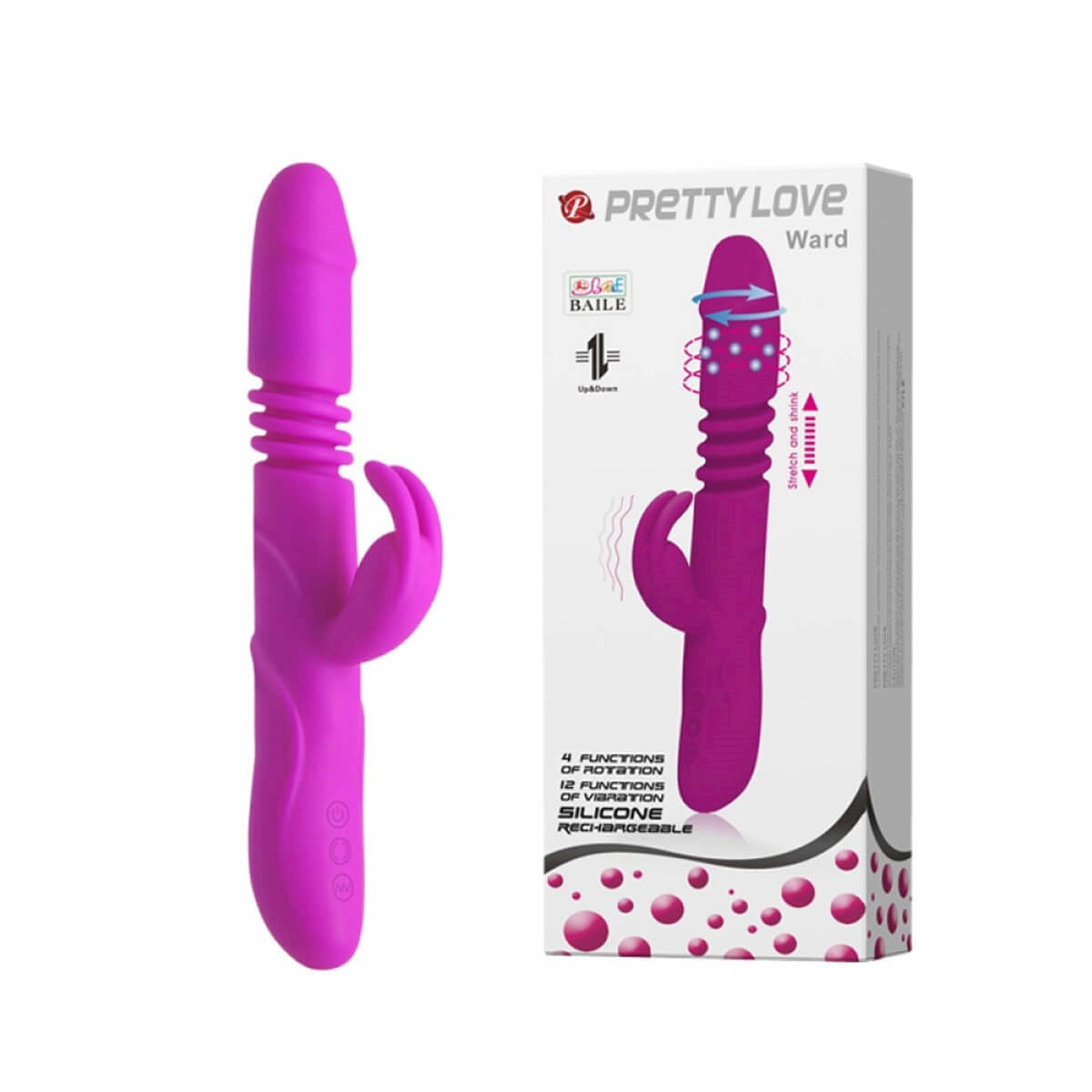 Vibrador Rotativo Vai e Vem com 12 Modos de Vibração e 4 Modos de Rotação Pretty Love Vibrador Rotativo Vai e Vem com 12 Modos de Vibração e 4 Modos de Rotação Pretty Love