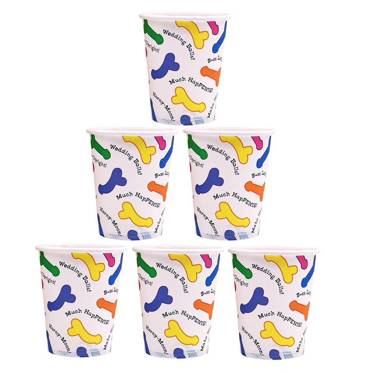 Party Cups Copos de Papel com Desenhos de Pênis Kit com 6 unidades Miss Collection