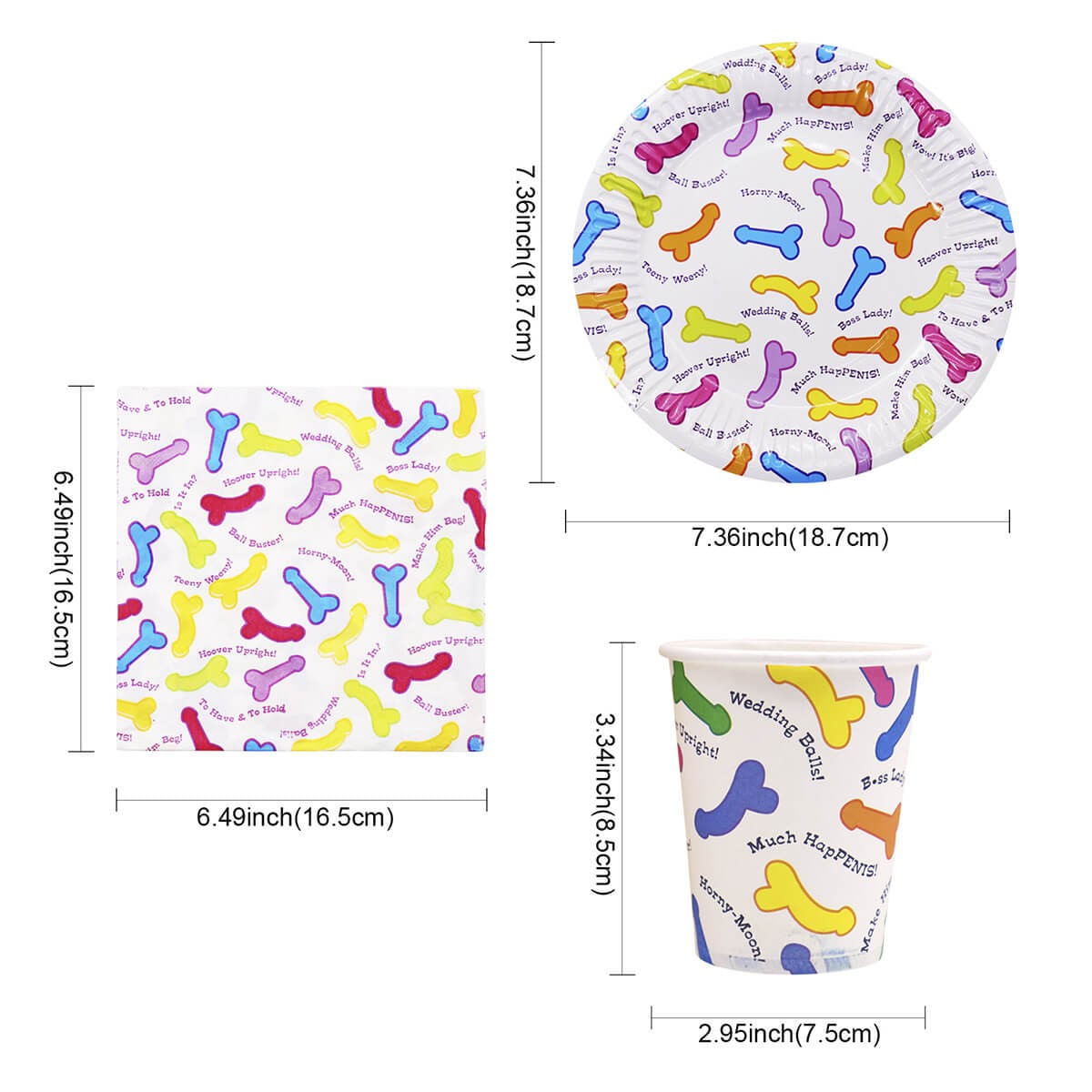 Party Cups Copos de Papel com Desenhos de Pênis Kit com 6 unidades Miss Collection