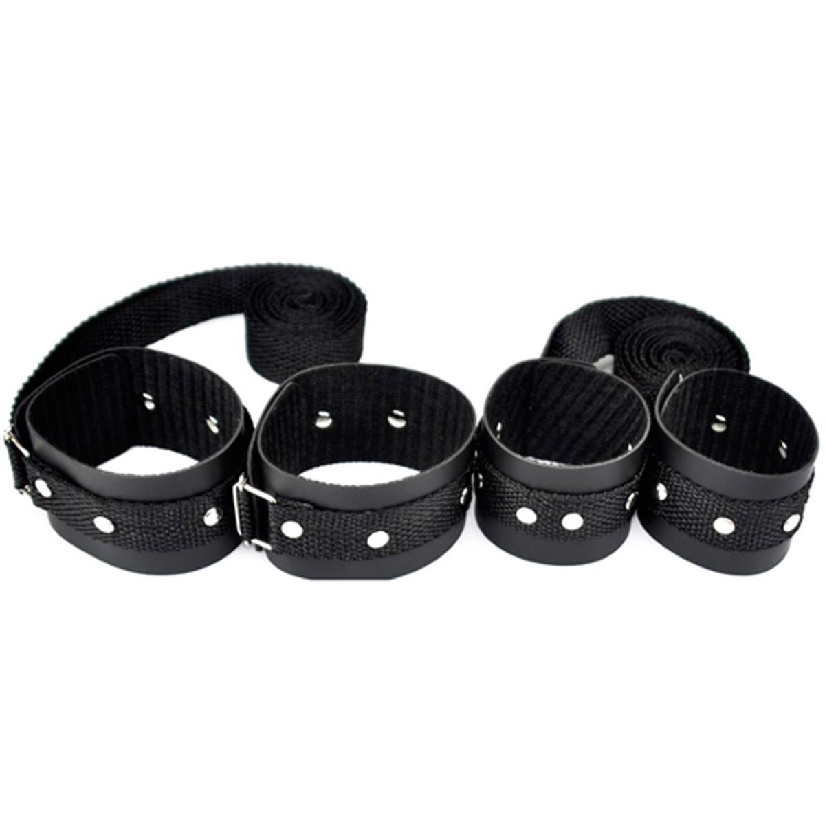 Kit Algemas e Tornozeleiras com Tiras Dominatrixxx Kit Algemas e Tornozeleiras com Tiras Dominatrixxx