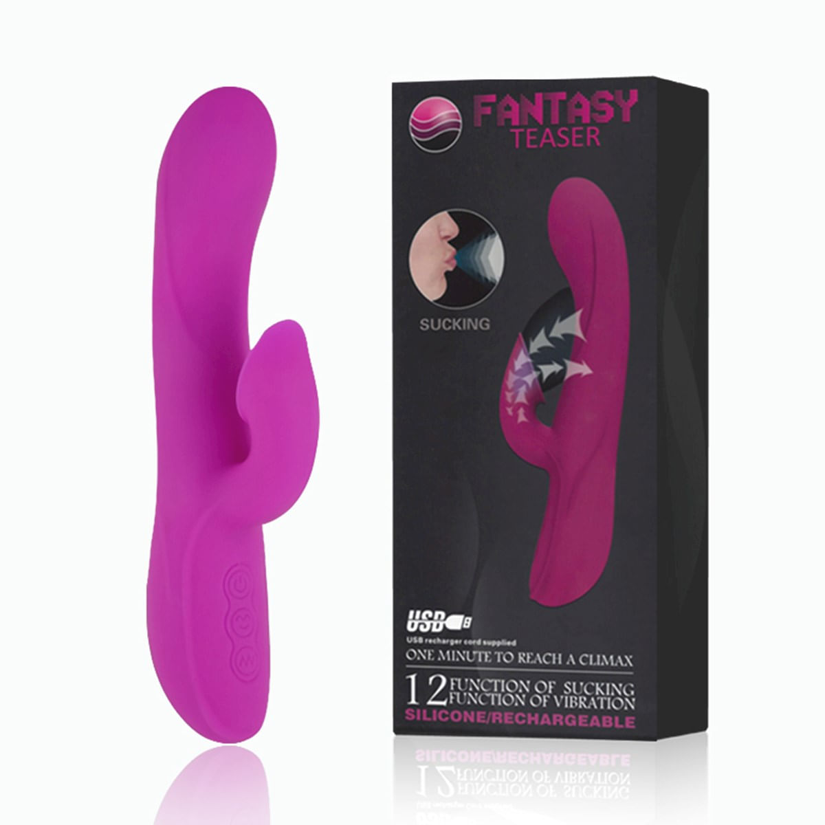 Vibrador em Silicone Recarregável com Sucção no Estimulador Clitoriano Fantasy Tea Miss Collection Vibrador em Silicone Recarregável com Sucção no Estimulador Clitoriano Fantasy Tea Miss Collection