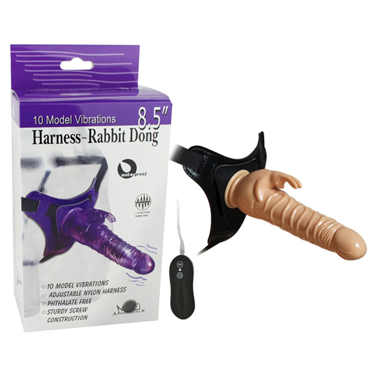 Cinta Peniana com Vibrador e Estimulador Clitóris Harness Rabbit Dong Miss Collection