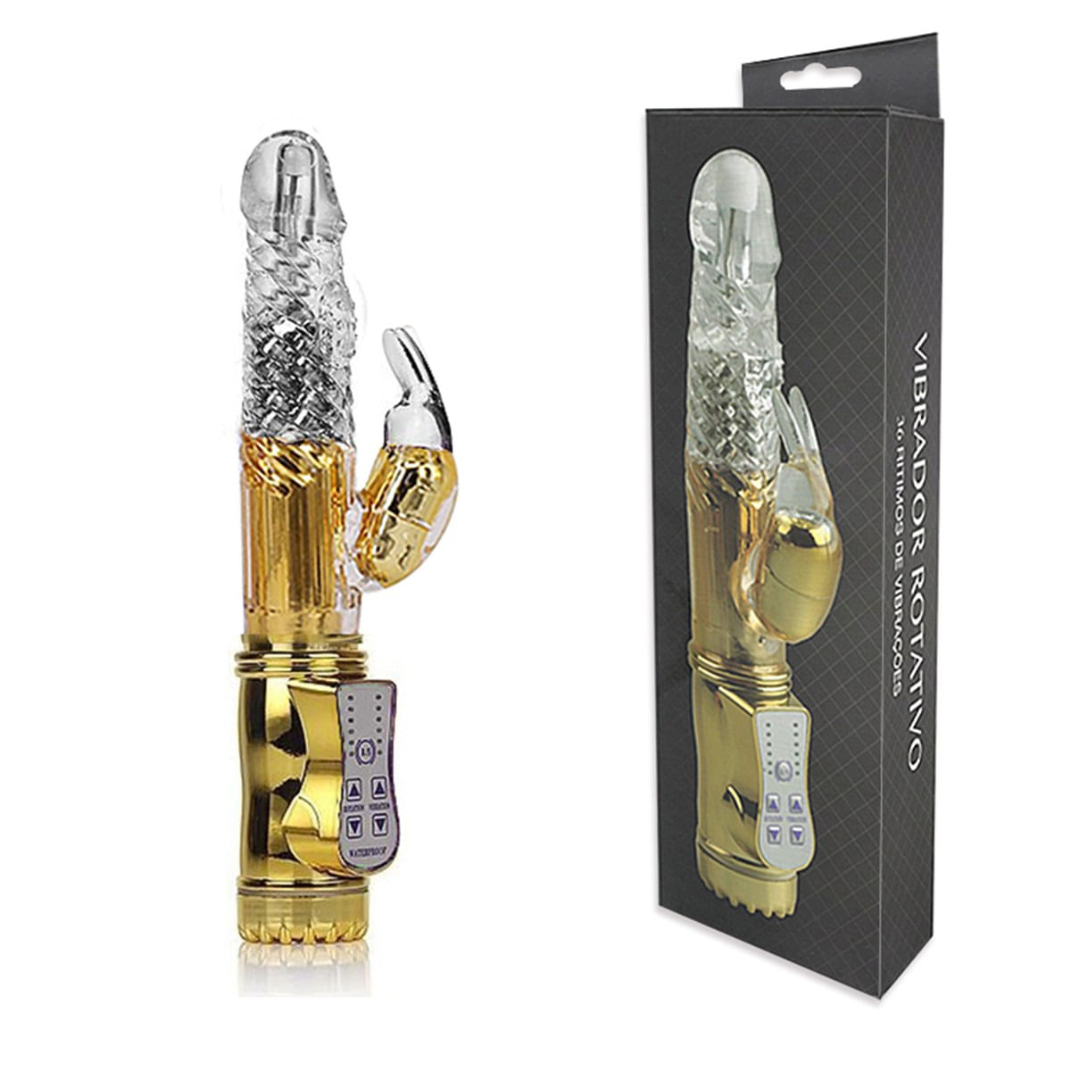 Vibrador Rotativo 36 Funções com Estimulador Clitoriano 22,5x3x5 Miss Collection Vibrador Rotativo 36 Funções com Estimulador Clitoriano 22,5x3x5 Miss Collection