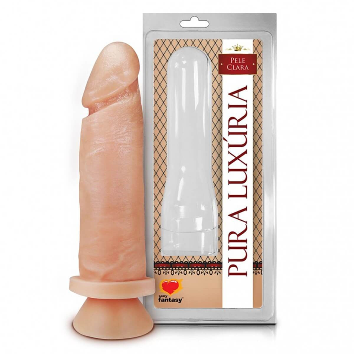 Prótese Pura Luxúria Realístico com Ventosa 15,3x4,5 cm Sexy Fantasy