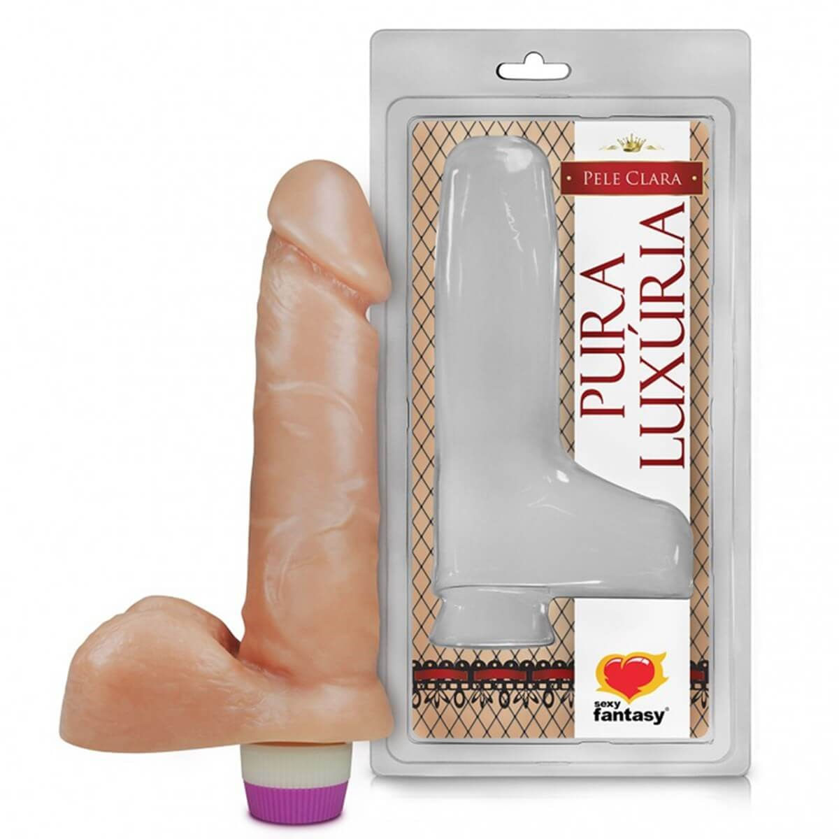 Prótese Pura Luxúria Realístico com Escroto e Vibro 16x3,5 cm Sexy Fantasy Prótese Pura Luxúria Realístico com Escroto e Vibro 16x3,5 cm Sexy Fantasy