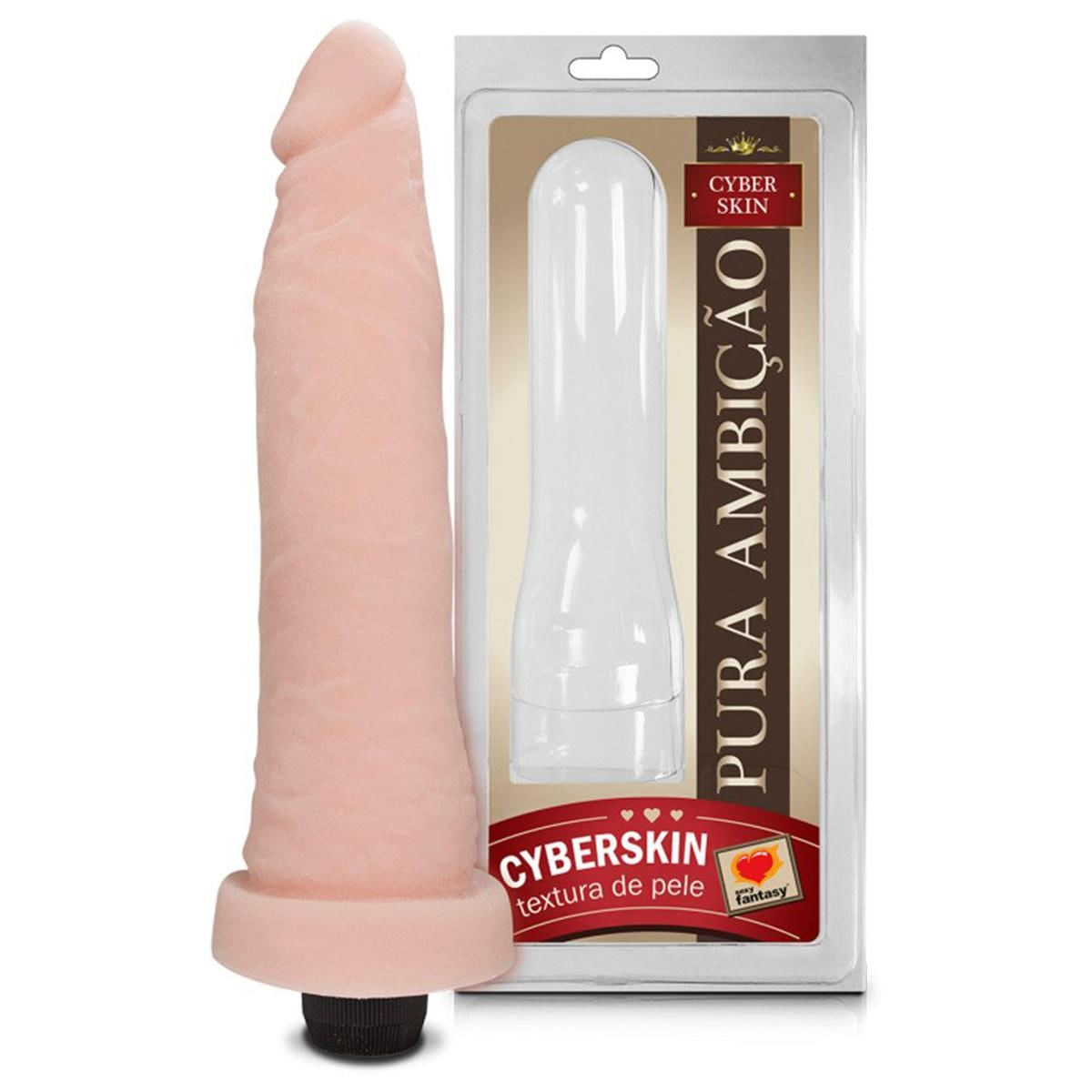 Prótese em Cyber Skin com Vibro Pura Ambição 19x4,5 cm Sexy Fantasy