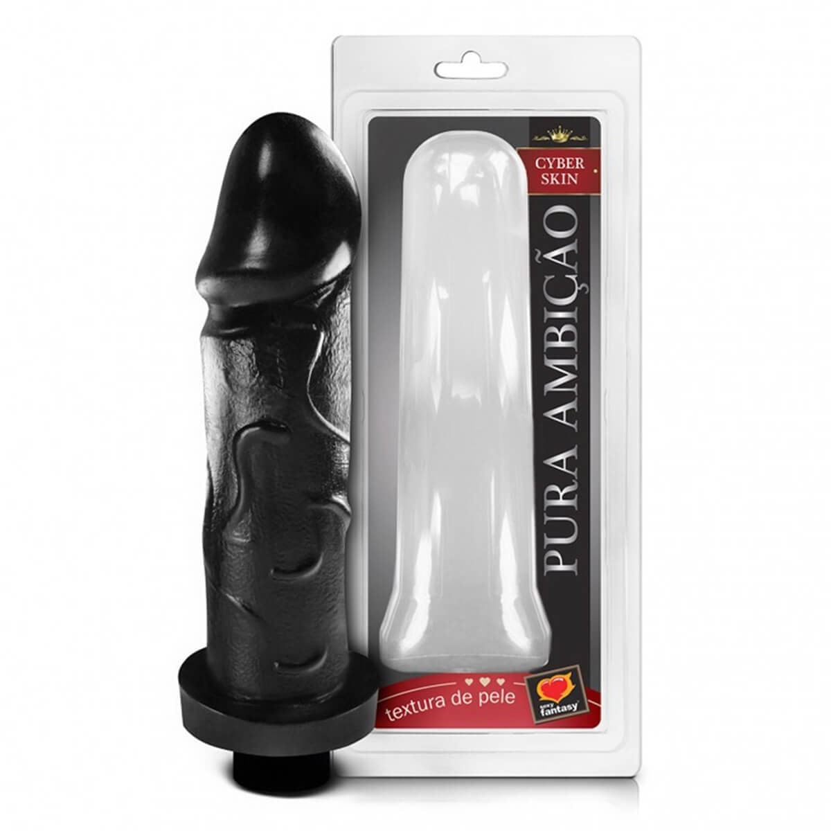 Prótese em CyberSkin com Vibro Pura Ambição 20x5 cm Preto Sexy Fantasy
