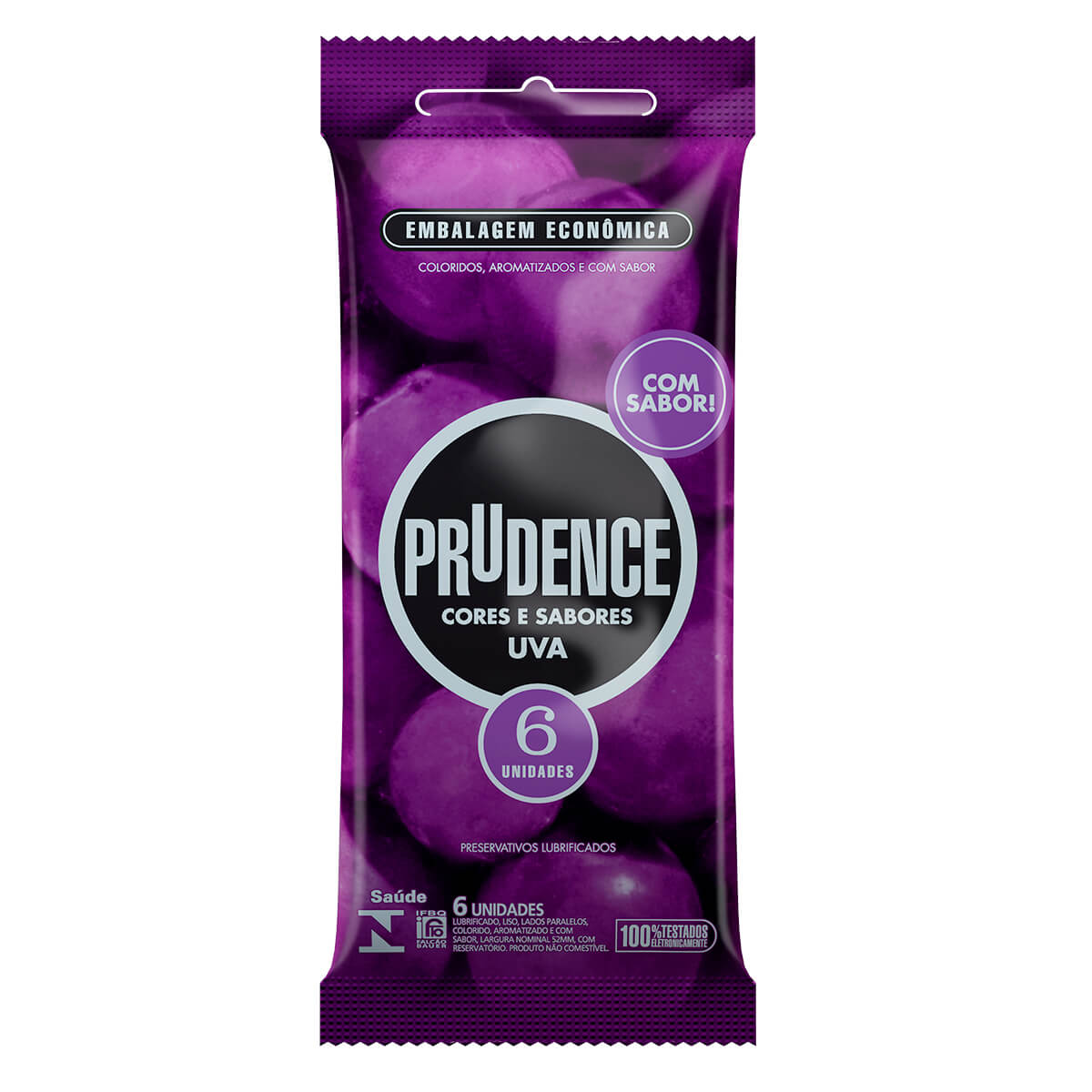 Preservativos Cores e Sabores Uva com 6 unidades Prudence