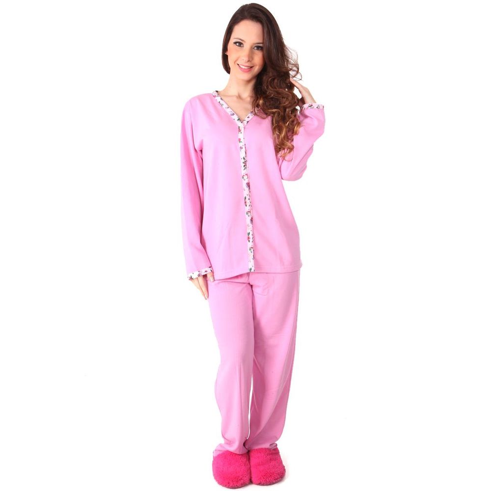 Pijama-longo-senhora-com-detalhes-estampados-e-blusa-com-botao---Gatto-Style