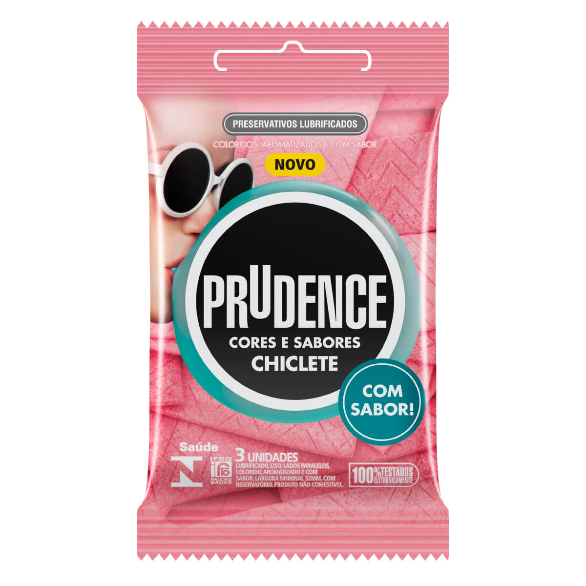 Preservativos Cores e Sabores Chiclete com 3 unidades Prudence