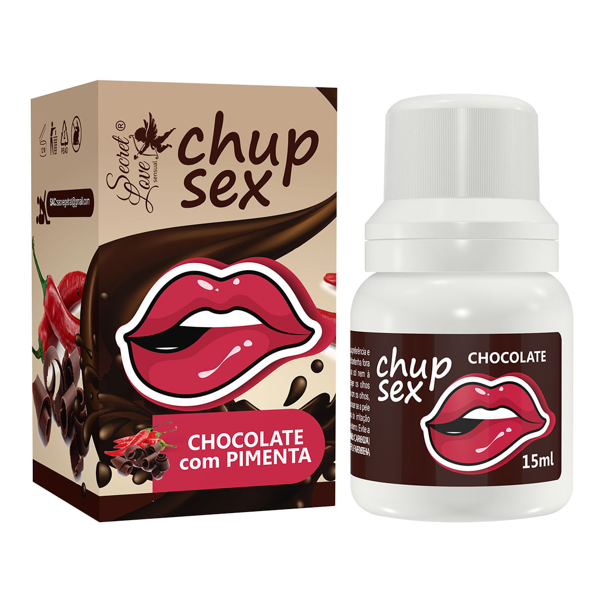 Chup Sex Óleo Comestível Chocolate com Pimenta 15ml Secret Love