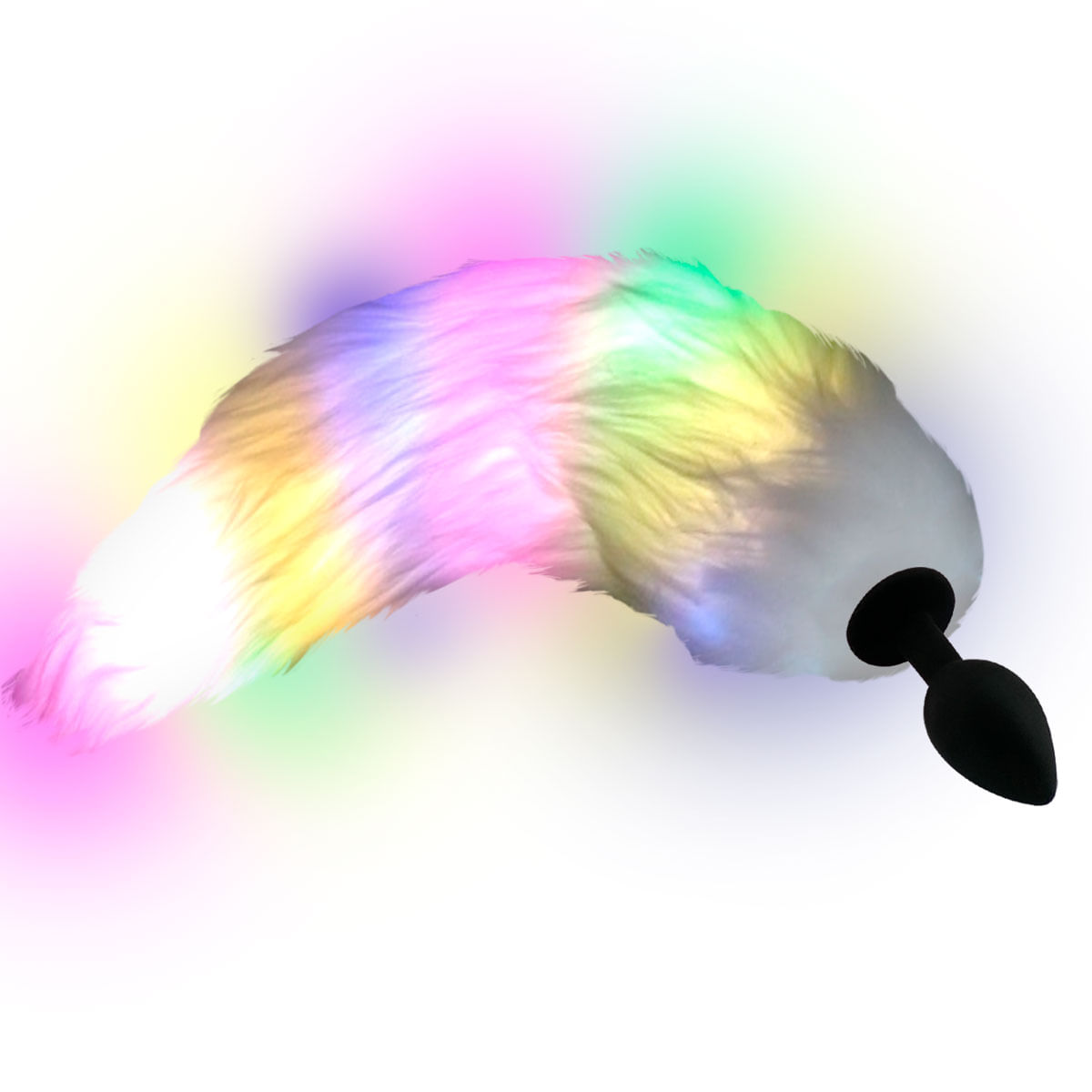 Plug Anal com Silicone de Luxo e Cauda Articulada com Pisca Pisca Colorido Miss Collection
