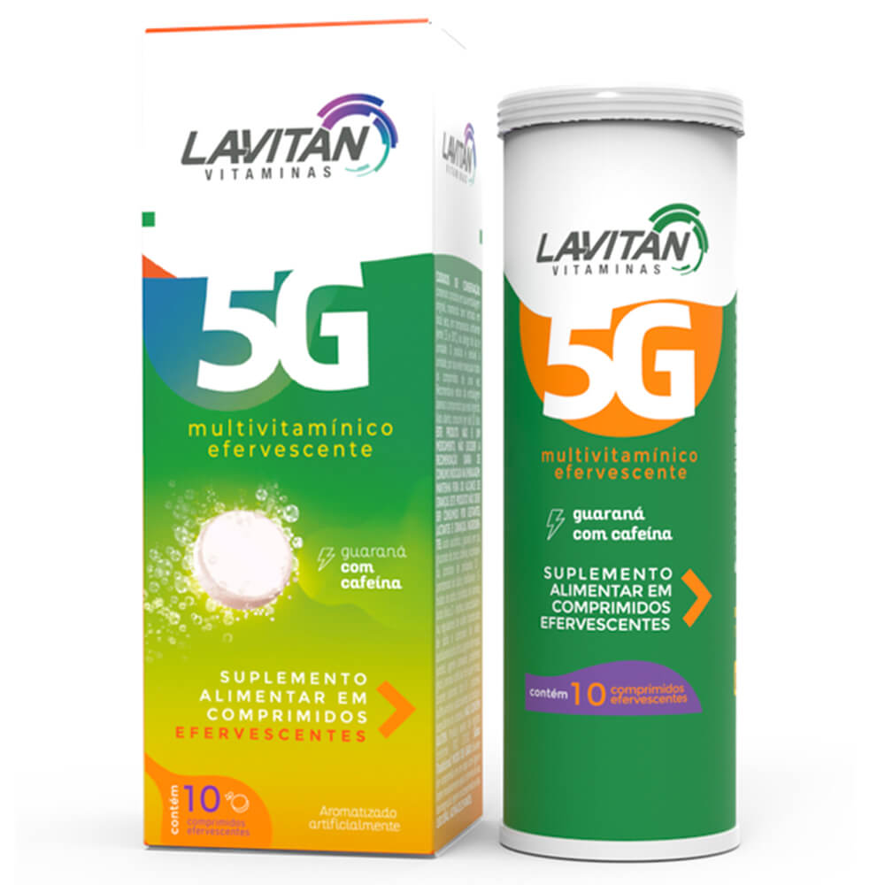 Lavitan Vitaminas 5G Multivitamínico Alimentar Efervescentes com Cafeina com 10 Comprimidos Cimed