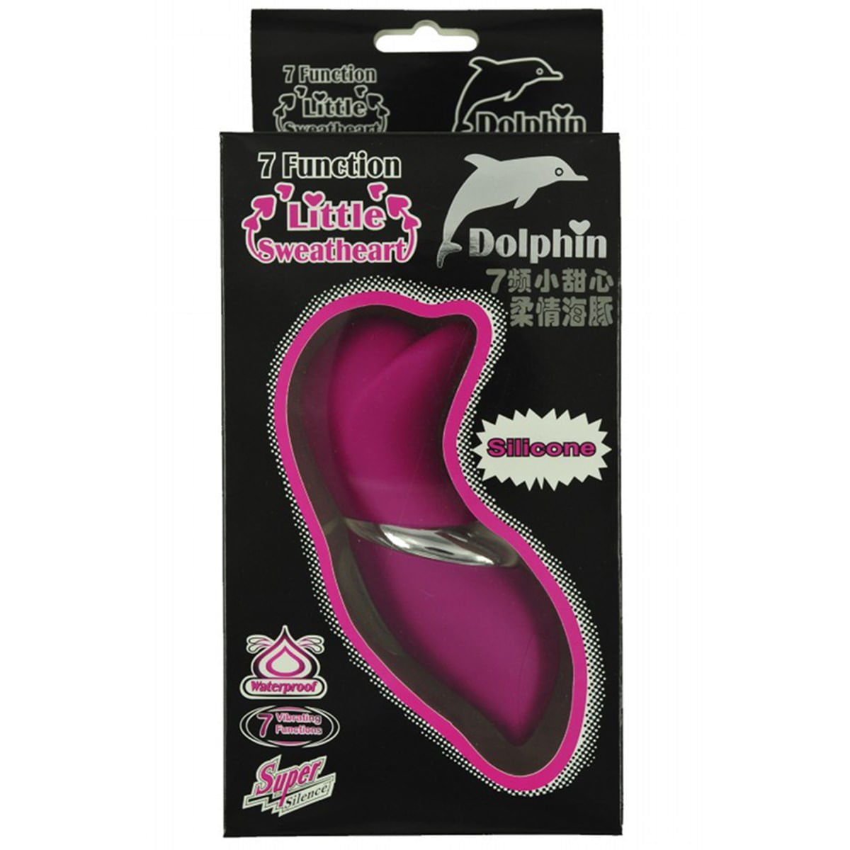Vibrador Dolphin em Silicone Solf Touch com Estimulador à prova D'àgua, 7 Velocidades