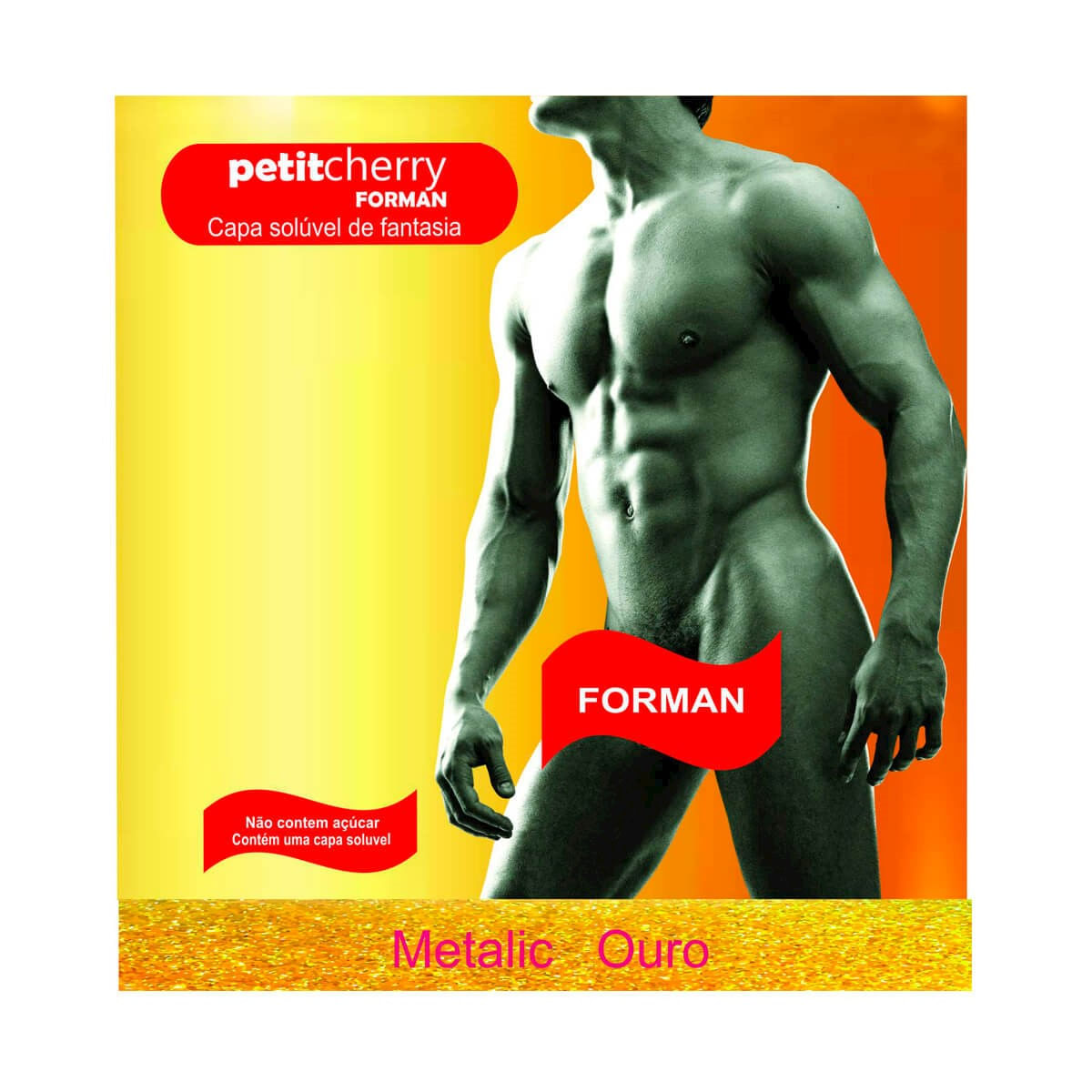 Capa Solúvel Masculina de Fantasia Metalic sem Costura de Gelatina Petit Cherry Capa Solúvel Masculina de Fantasia Metalic sem Costura de Gelatina Petit Cherry
