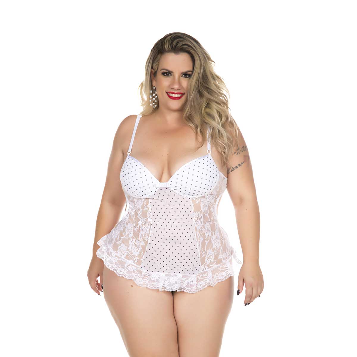 Body Agatha Plus Size com Detalhes em Renda Pimenta Sexy