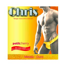 Chris Tanga Solúvel Masculina Metalic Ouro sem Costura de Gelatina Petit Cherry