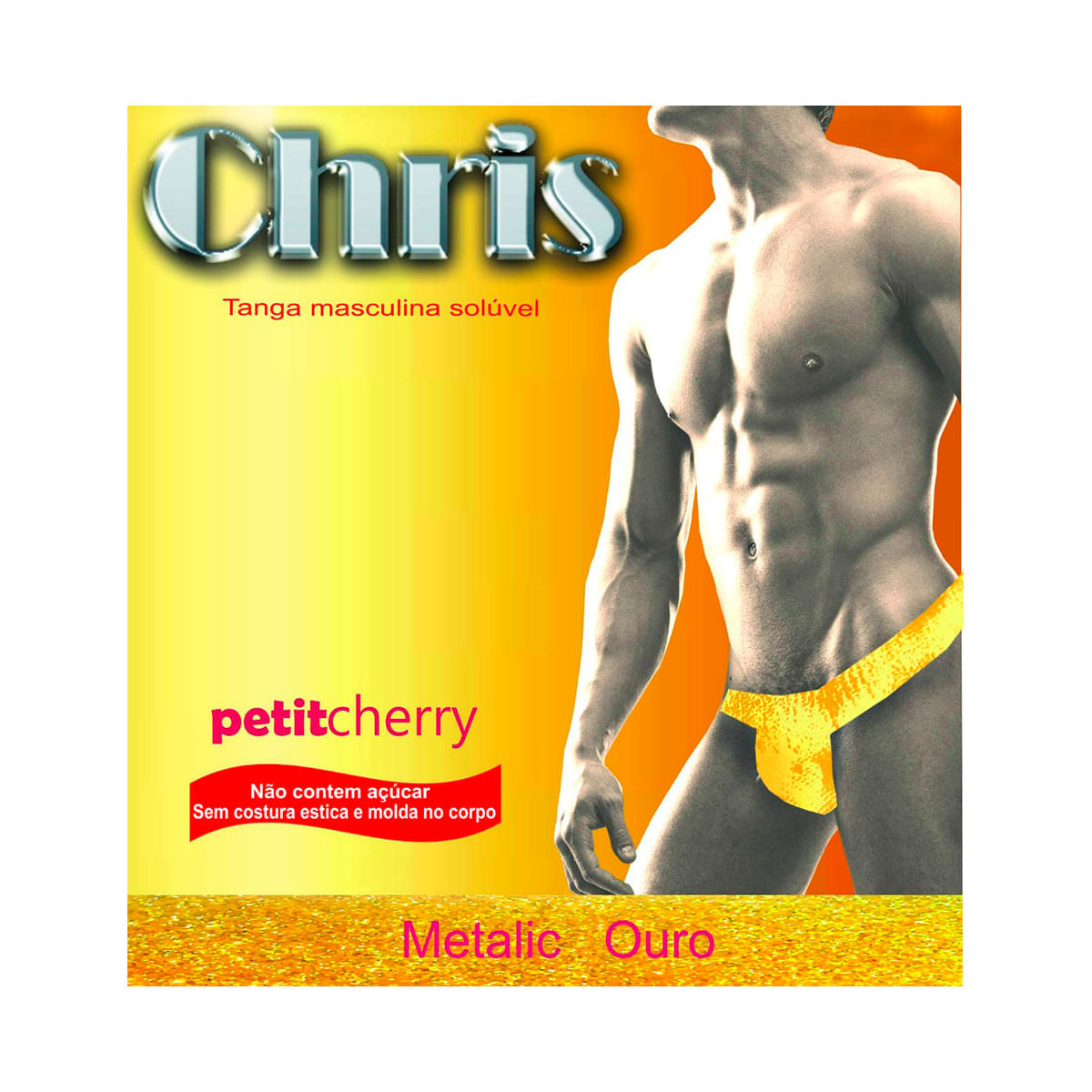 Chris Tanga Solúvel Masculina Metalic sem Costura de Gelatina Petit Cherry Chris Tanga Solúvel Masculina Metalic sem Costura de Gelatina Petit Cherry