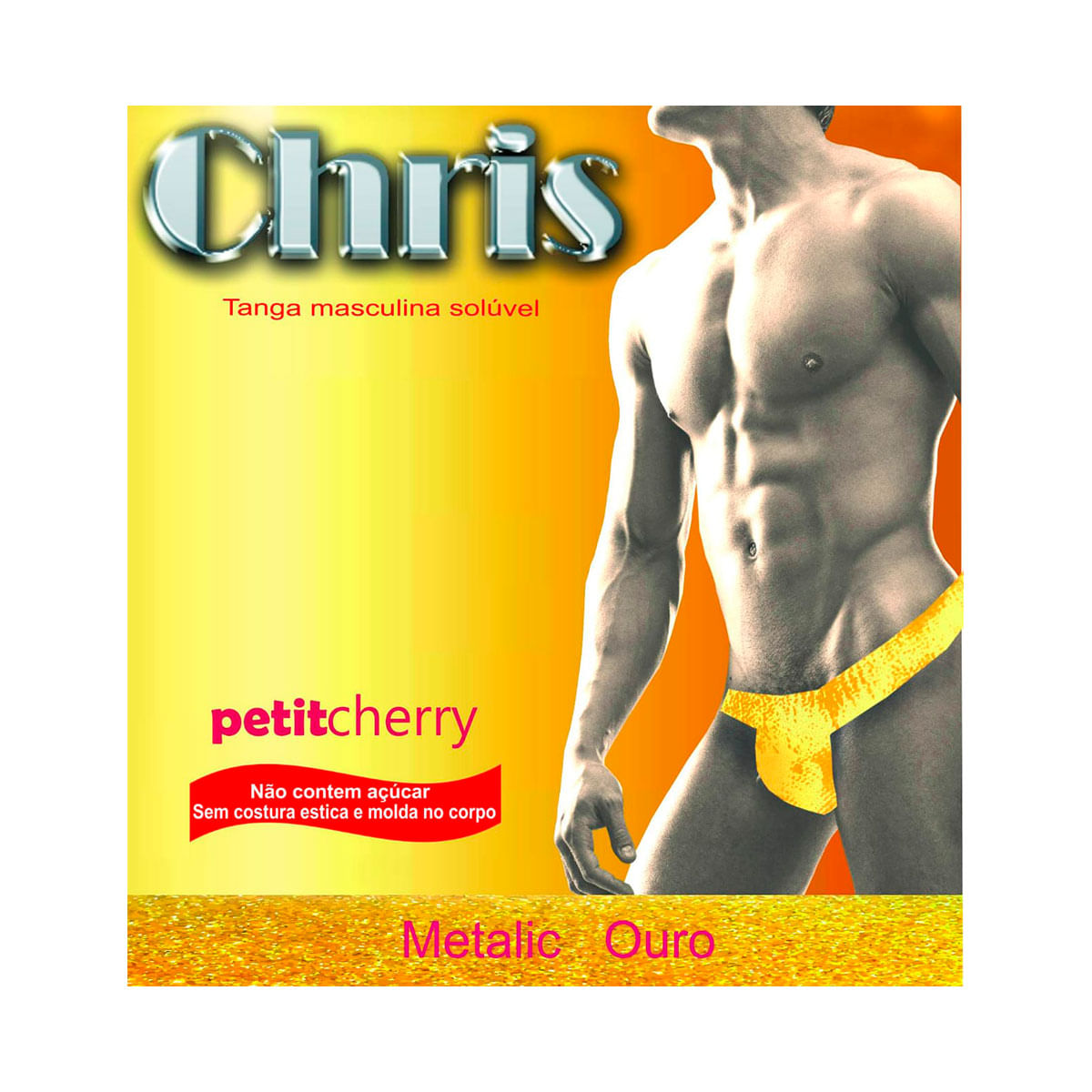 Chris Tanga Solúvel Masculina Metalic sem Costura de Gelatina Petit Cherry