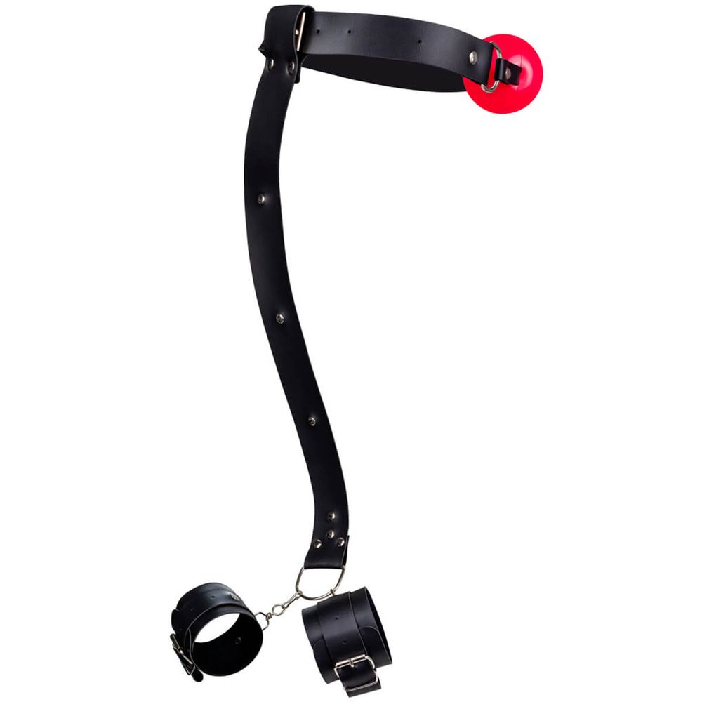 Guia de BDSM: Kit 3 em 1 mordaça bola com algema traseira la pimienta