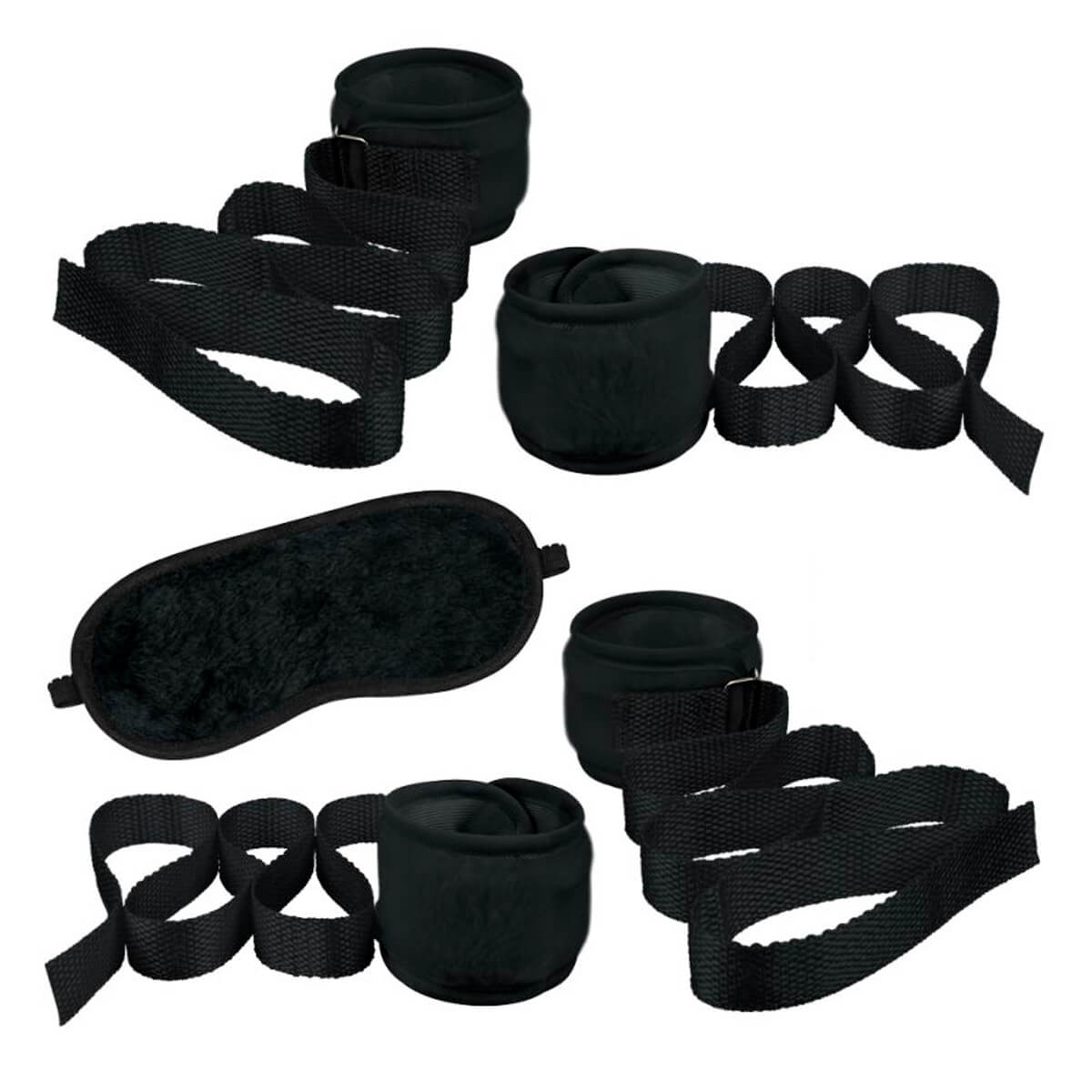 Kit Bondage com Algema Tornozeleira e Venda em Pelúcia La Pimienta Kit Bondage com Algema Tornozeleira e Venda em Pelúcia La Pimienta