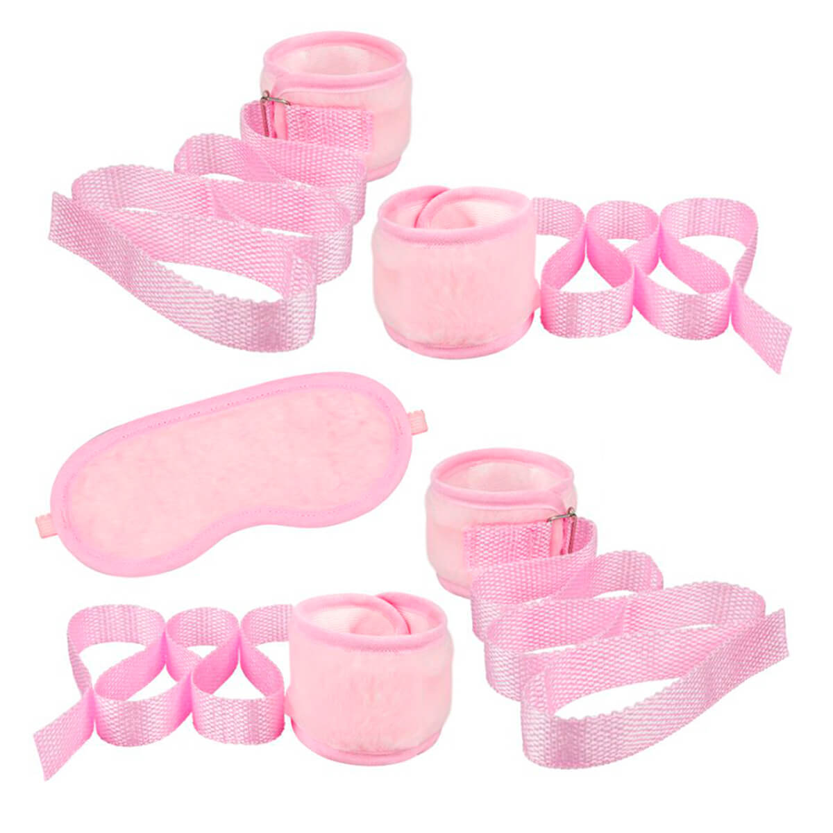 Kit Bondage com Algema Tornozeleira e Venda em Pelúcia La Pimienta