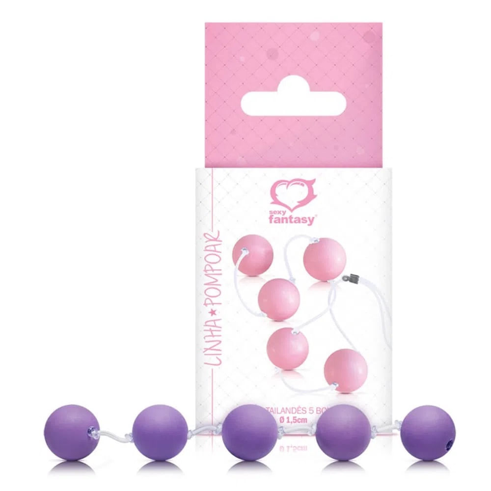 Colar Tailandês com 5 Bolas Tamanho P Cores Sortidas Sexy Fantasy Colar Tailandês com 5 Bolas Tamanho P Cores Sortidas Sexy Fantasy