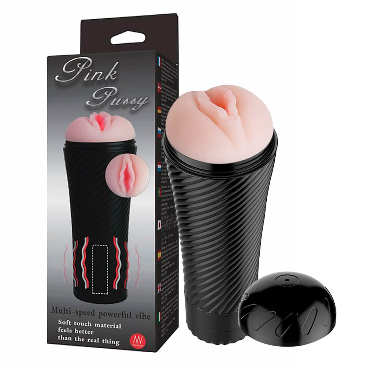 Pink Pussy Masturbador Lanterna com Vibro e Formato de Vagina Sexy Import