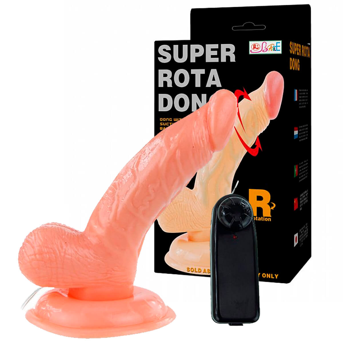 Super Rota Dong Pênis Rotativo com Escroto Vibro e Ventosa Miss Collection