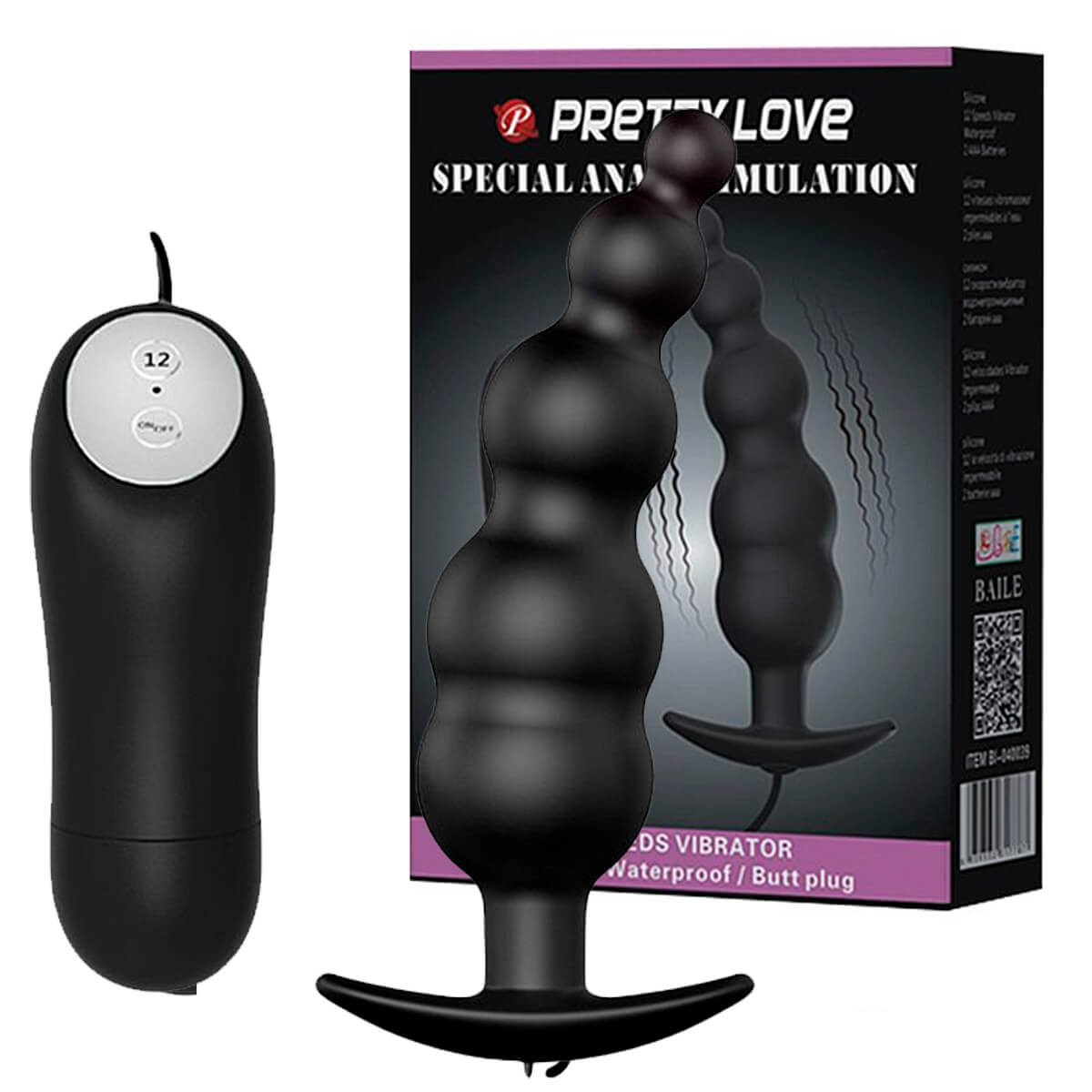 Pretty Love Plug Anal em Silicone com Vibro Escalonado 11,8x3 cm Miss Collection