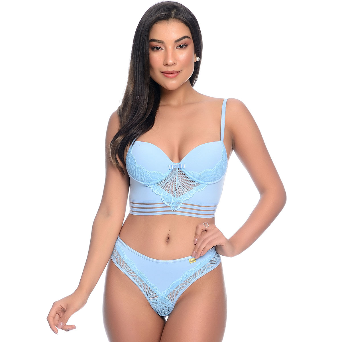 Conjunto com Bojo e Fio com Detalhes em Renda e Strappy Patitex
