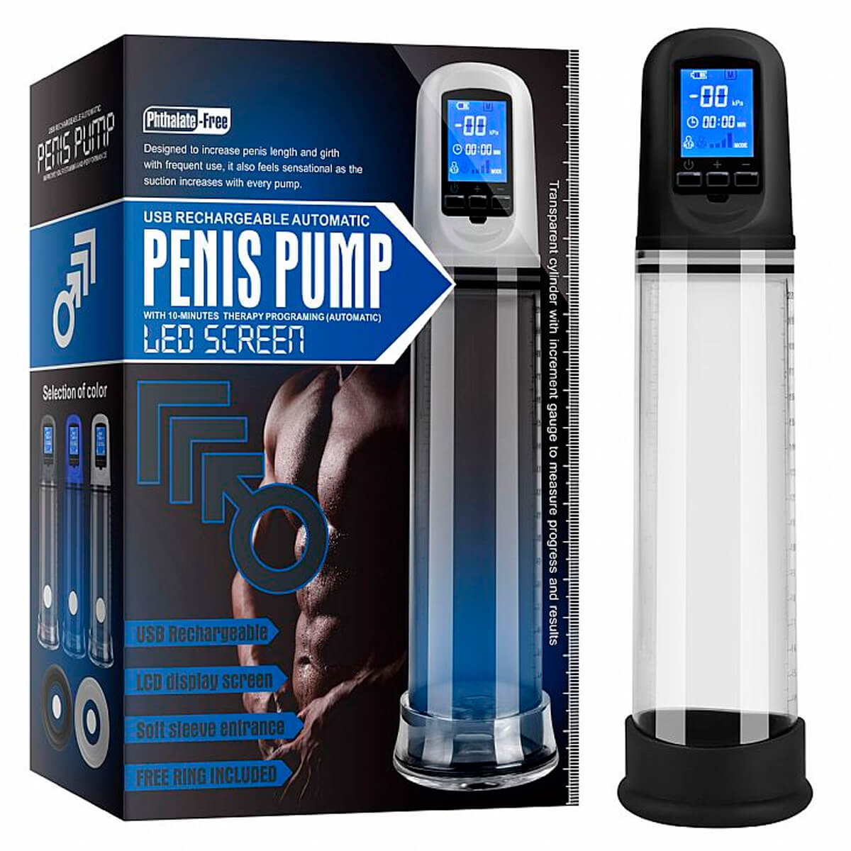 Phthalate Penis Pump Bomba Peniana Elétrica com Display Digital Miss Collection
