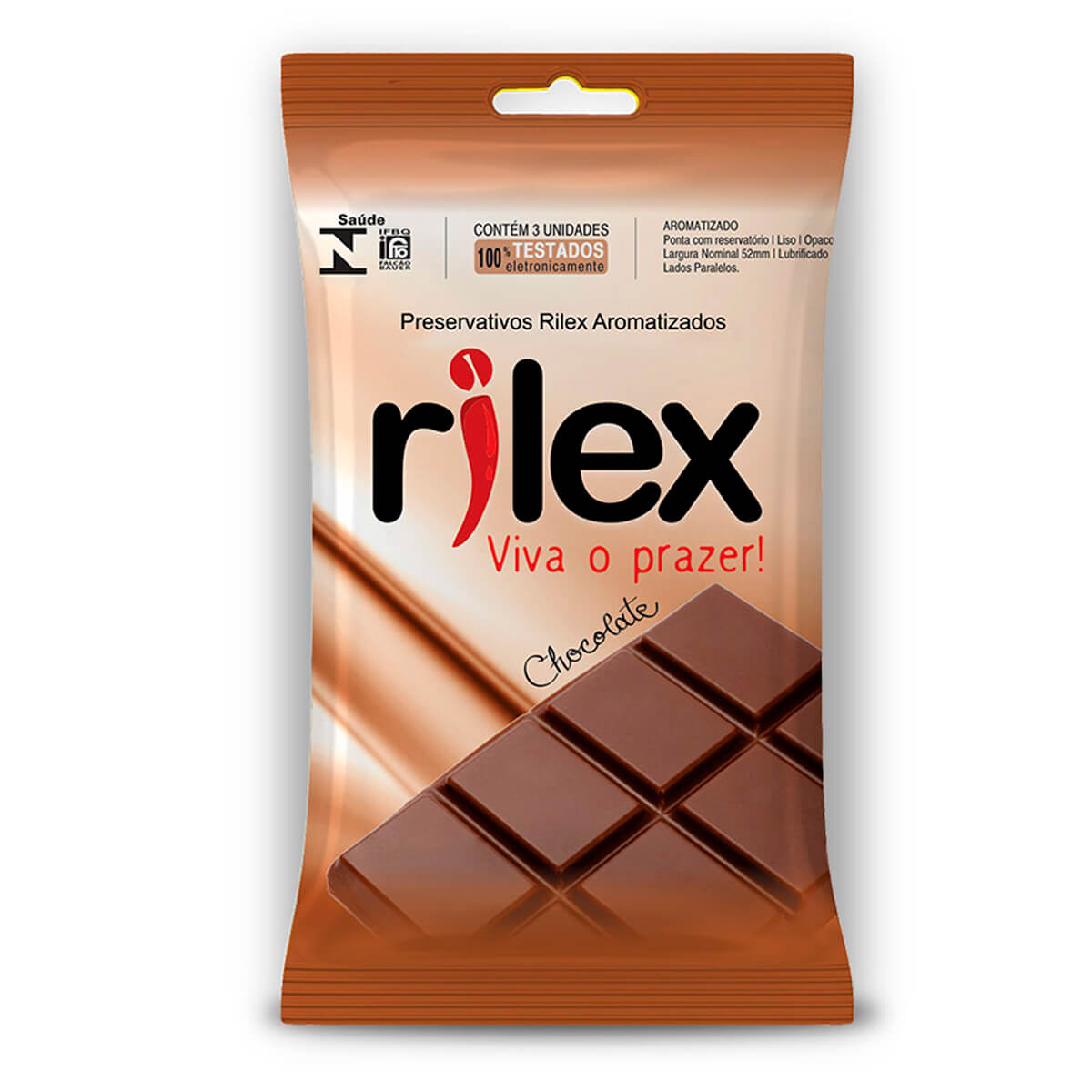 Preservativo Lubrificado com Aroma de Chocolate 3 Unidades Rilex