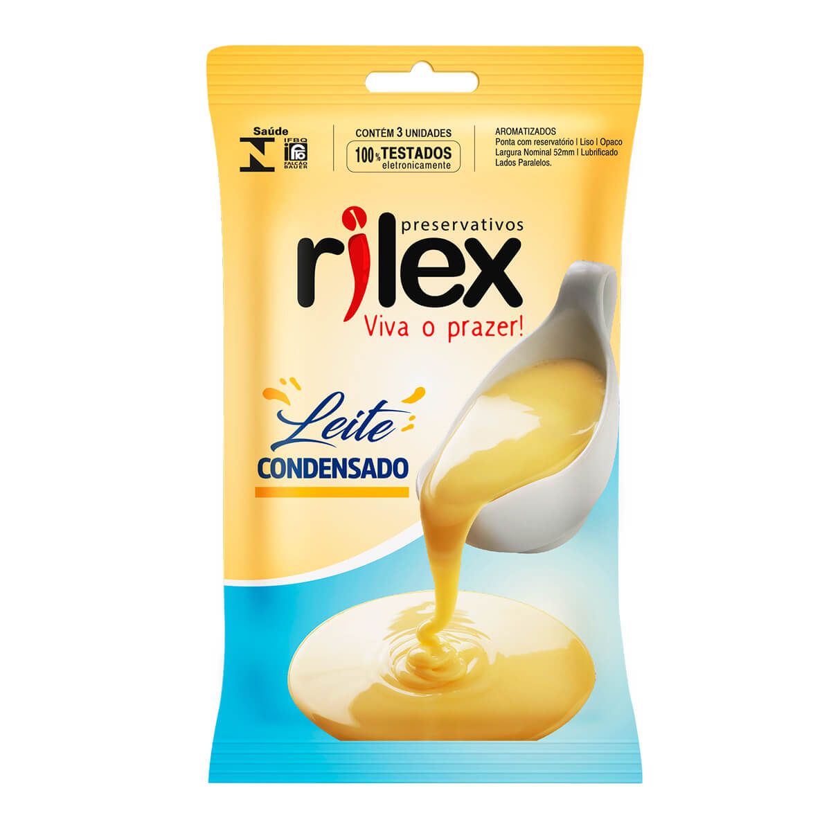 Preservativo Lubrificado com Aroma de Leite Condensado 3 Unidades Rilex