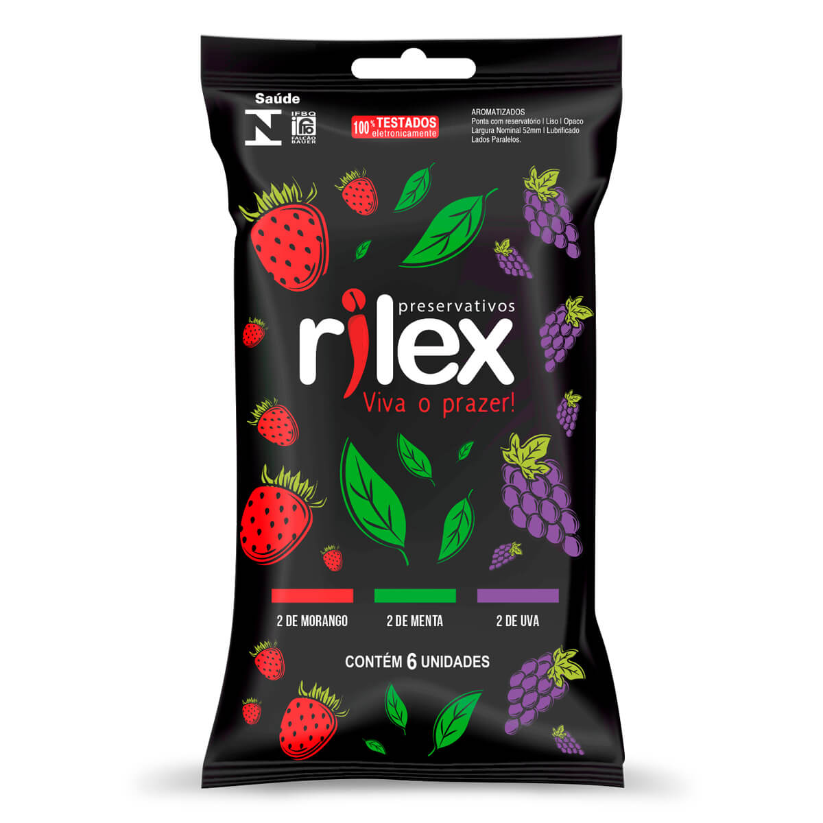 Preservativo Lubrificado com Aroma Mix de Frutas 6 Unidades Rilex