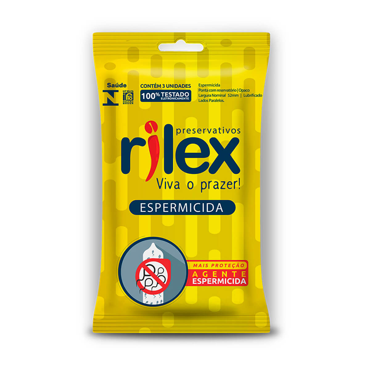 Preservativo Lubrificado com Espermicida 3 Unidades Rilex