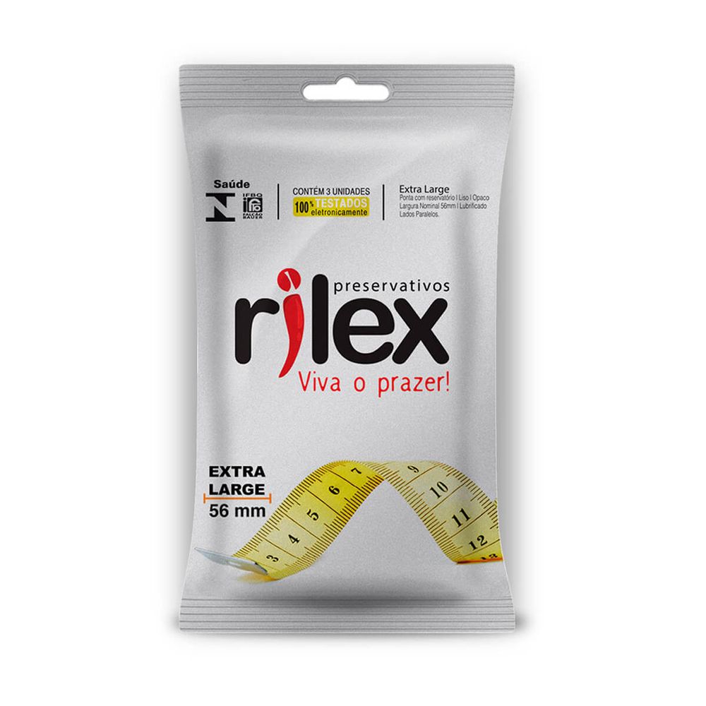 Preservativo Lubrificado Extra Large 3 Unidades Rilex - Miess