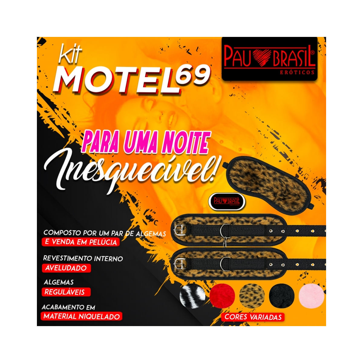 Kit Motel 69 com Venda e Algema Pau Brasil
