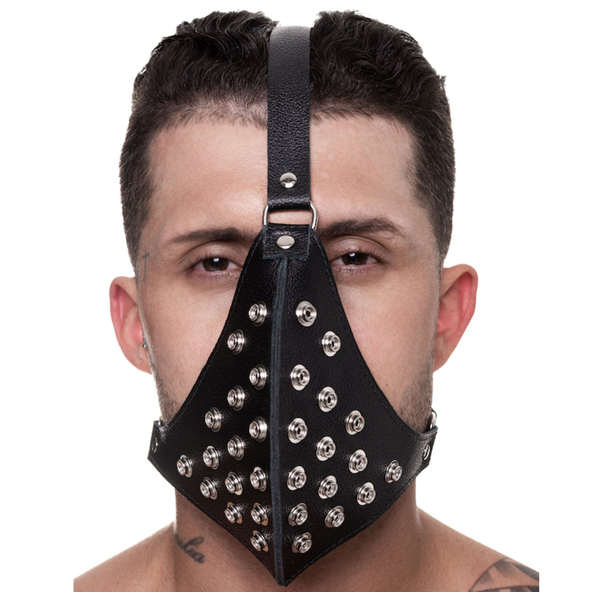 Máscara em Couro com Detalhes em Metal SD Clothing