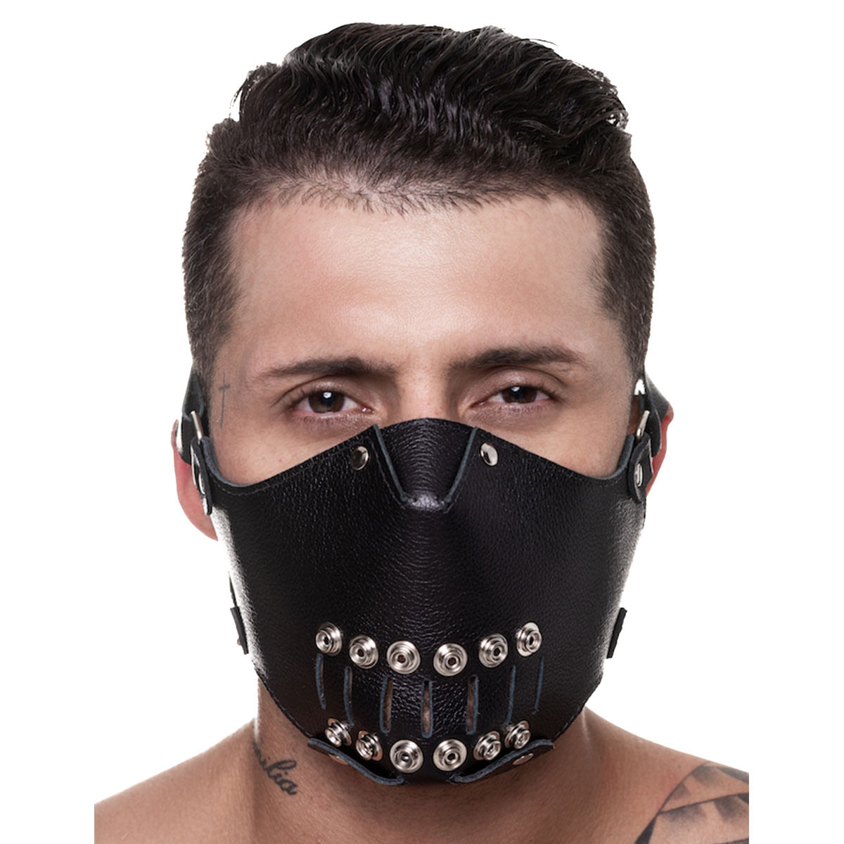 Máscara 100% couro com Detalhe em Metal SD Clothing