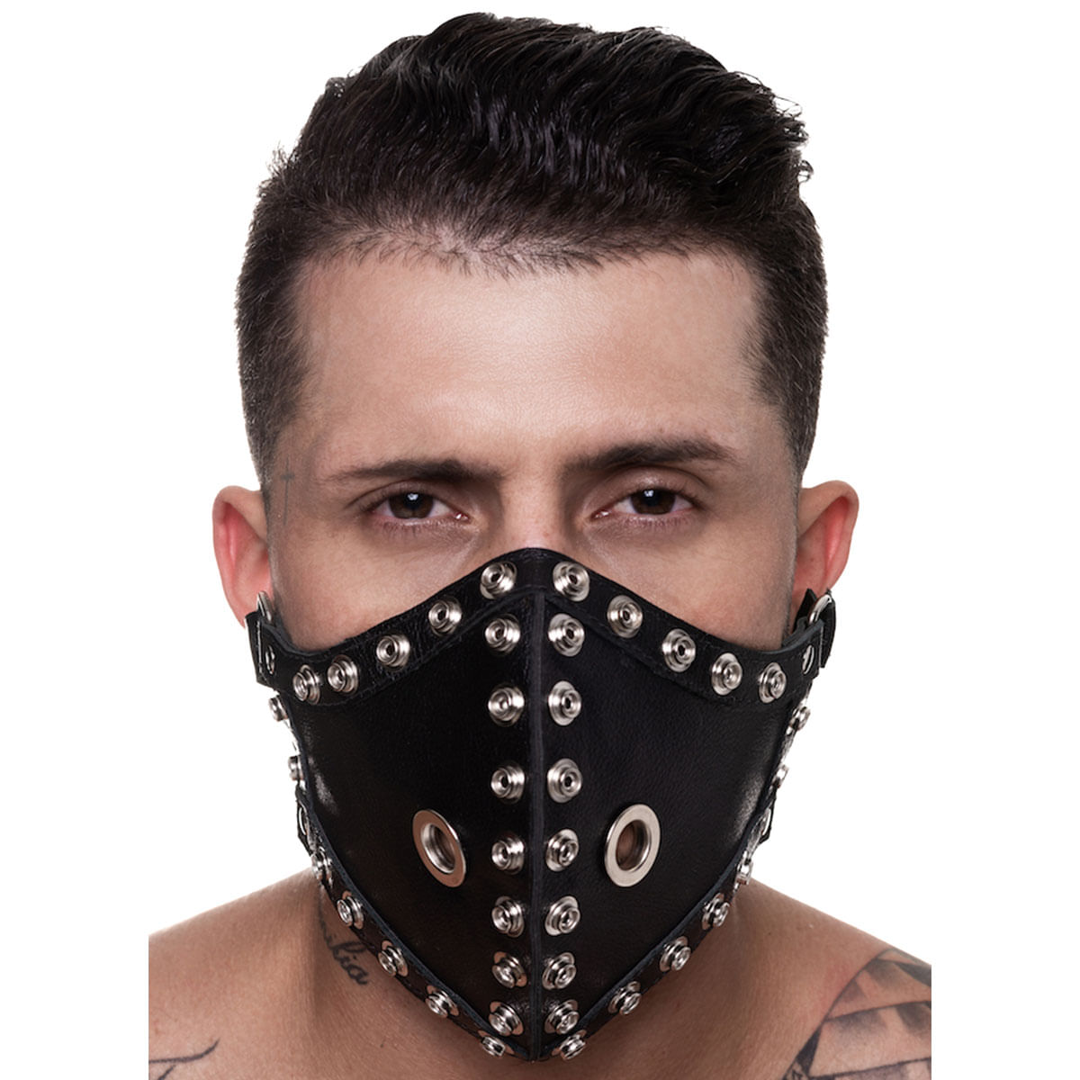 Máscara em Couro com detalhes de metal SD Clothing Máscara em Couro com detalhes de metal SD Clothing