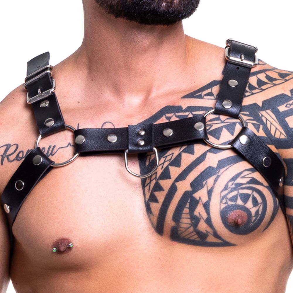 Harness arreio de couro sintético formato h sd clothing
