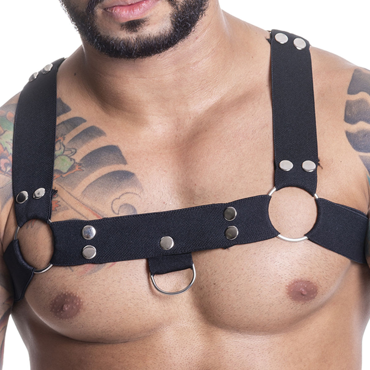 Arreio de Elastano com Peças Metálicas - Harness Arreio de Couro Sintético Formato H SD Clothing Arreio de Elastano com Peças Metálicas - Harness Arreio de Couro Sintético Formato H SD Clothing