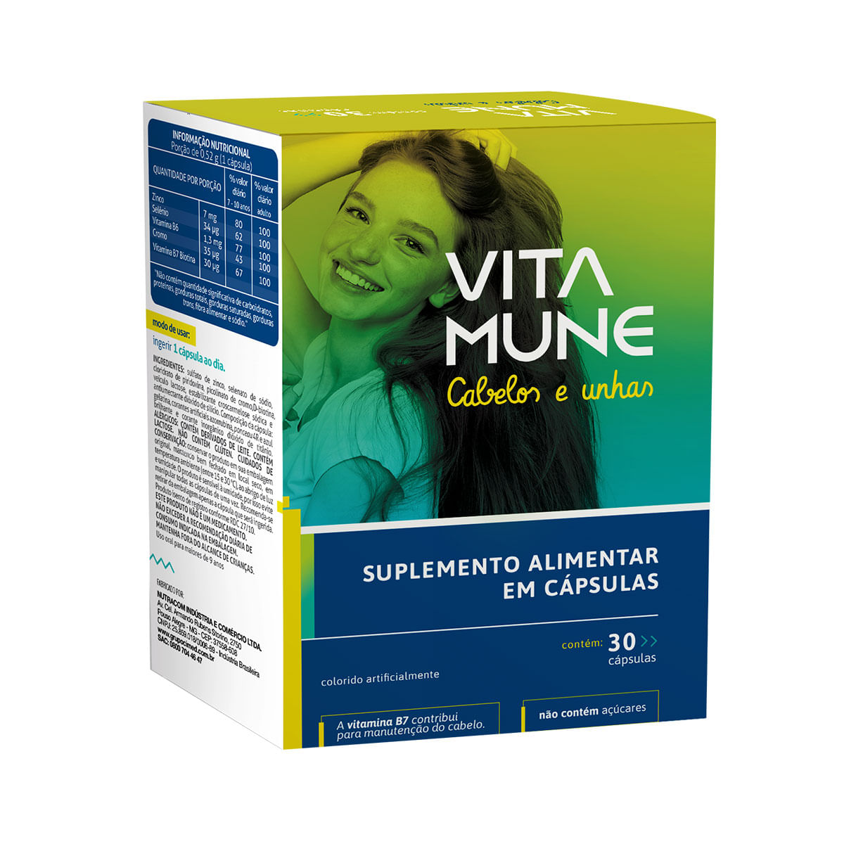 Vita Mune Suplemento Vitamínico Mineral Cabelos e Unhas com 30 Cápsulas Cimed