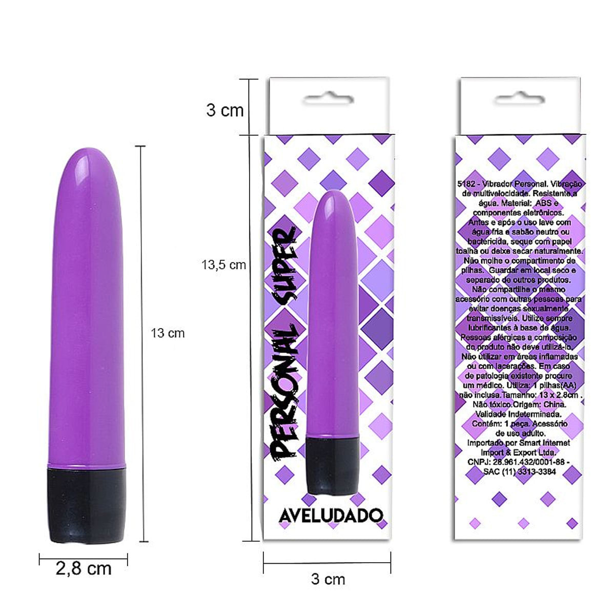 Personal Super Vibrador Clássico Aveludado 13 cm Sexy Import