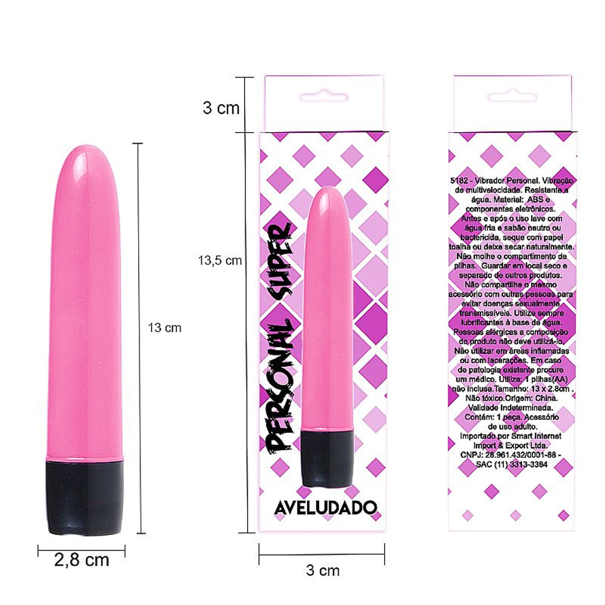 Personal Super Vibrador Clássico Aveludado 13 cm Sexy Import
