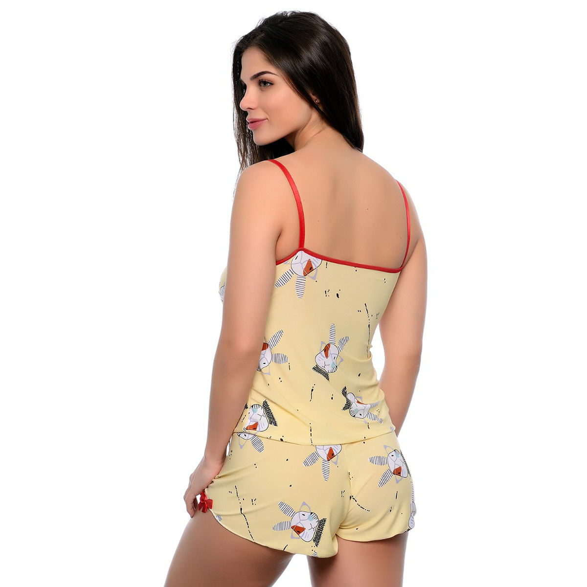 Short Doll Estampado com Laço em Cetim Hot Love